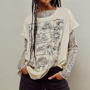 Free People We the Free Spring Fling Embroidered Tee